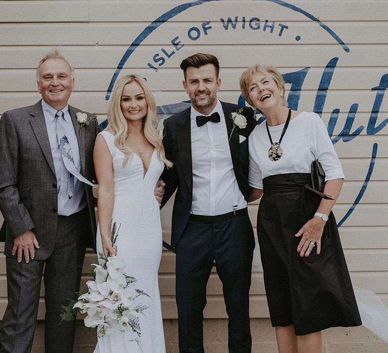 Bride and groom at black tie wedding on the Isle of Wight