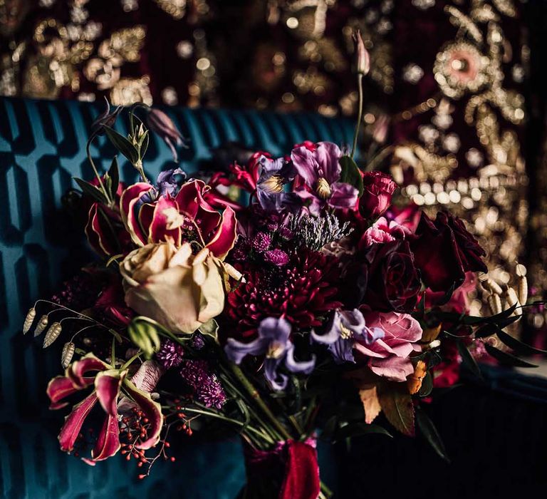 Stunning dark pink & red bouquet of flowers 