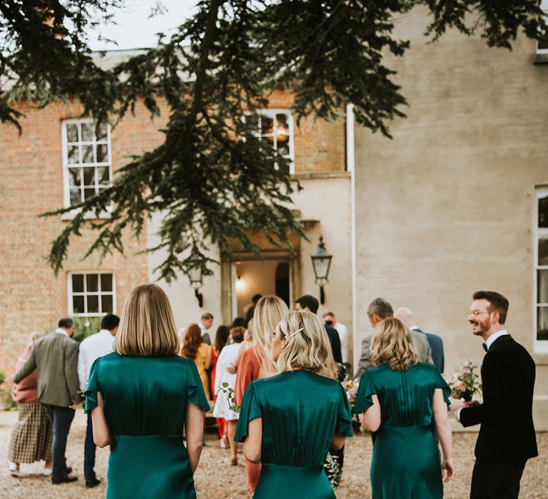 Emerald Green Satin Bridesmaid Dresses - Rock My Wedding