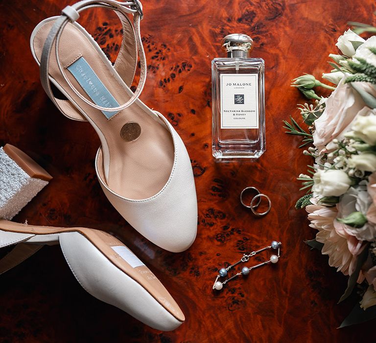 Jo Malone London wedding perfume with bridal accessories, shoes and jewellery 