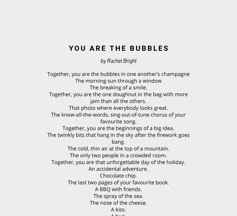 You Are The Bubbles by Rachel Bright 