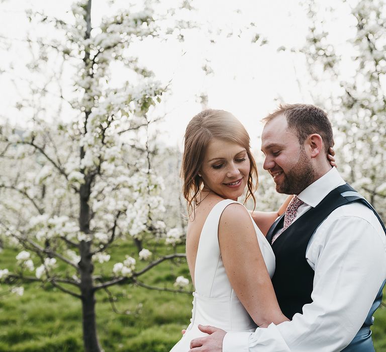 Bride and groom at Brinsop Court wedding