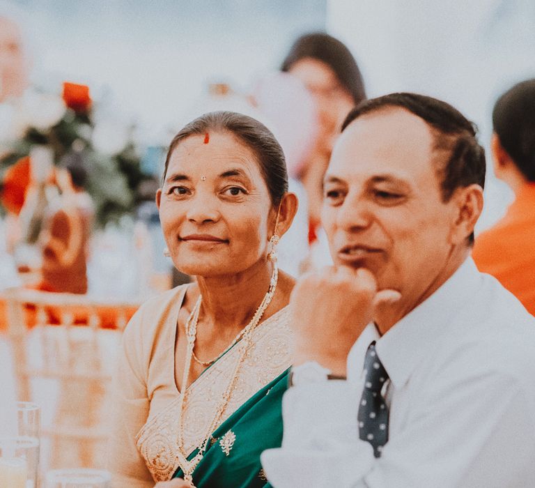 Wedding guests during wedding reception