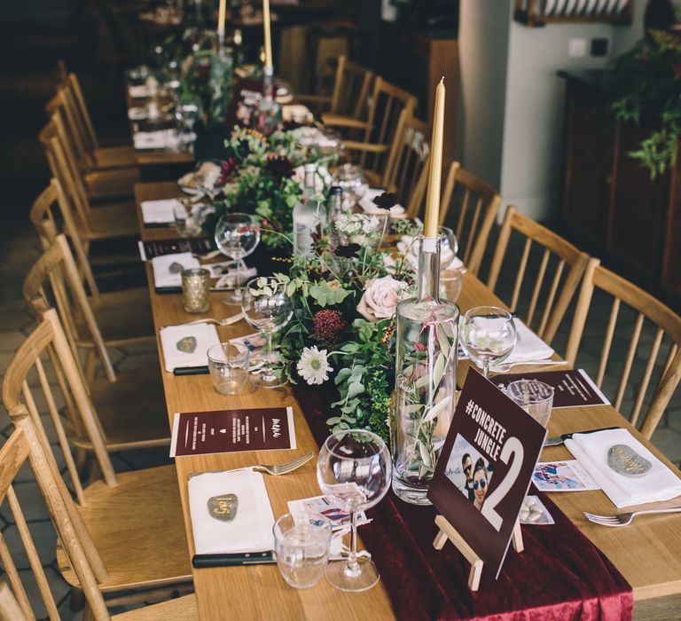 Stunning modern wedding tablescape at Barnes Olympic Studios 