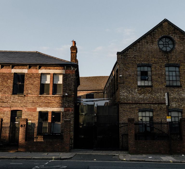 Industrial brick exterior of Loft Studios London for wedding 