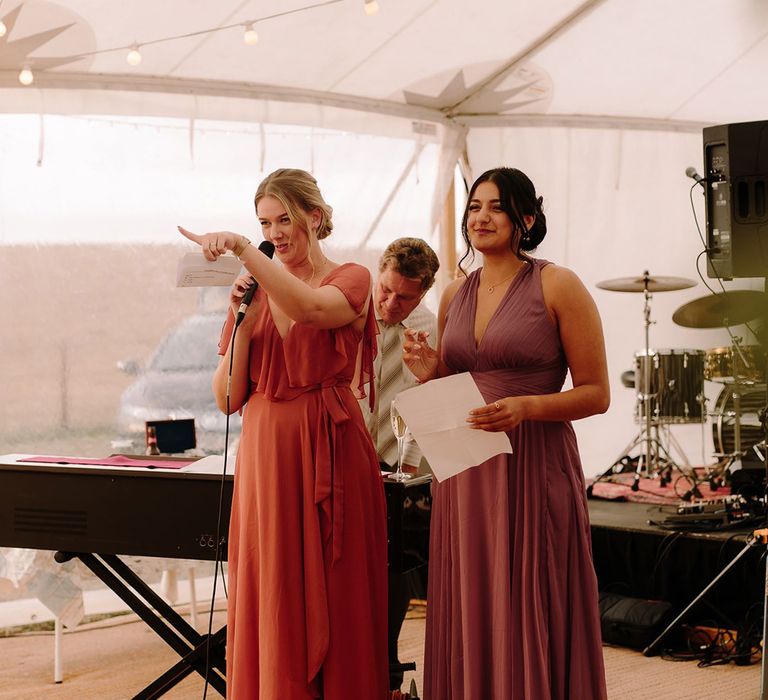 Bridesmaid speech at rustic wedding