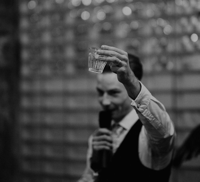 Groom gives personal toast on his wedding day