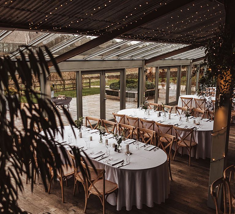 Stone Barn rustic wedding venue with a simple and minimal style table setting