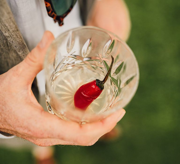 Wedding cocktail welcome drinks with red chilli 