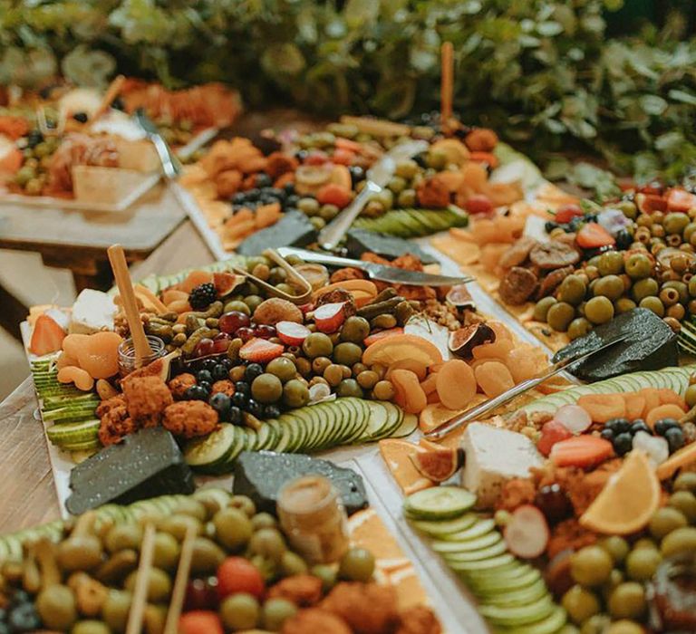 Healthy grazing table with dried fruits for wedding 