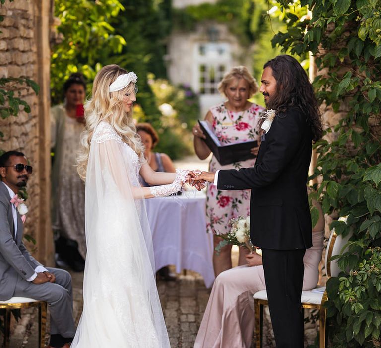 Outdoor wedding ceremony at The Lost Orangery 