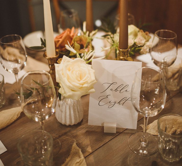 Brown and neutral wedding tablescape