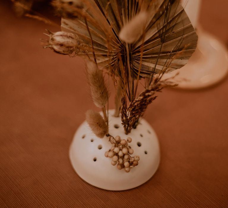 Dried flowers and foliage wedding decor 