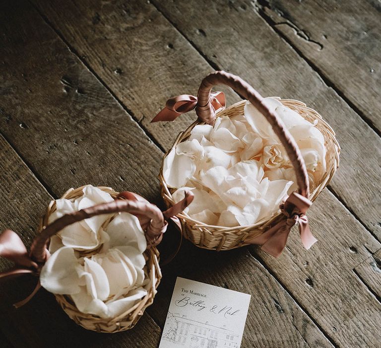 Wedding petal confetti with stationery