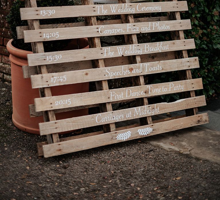 DIY wooden wedding signage order of the day 