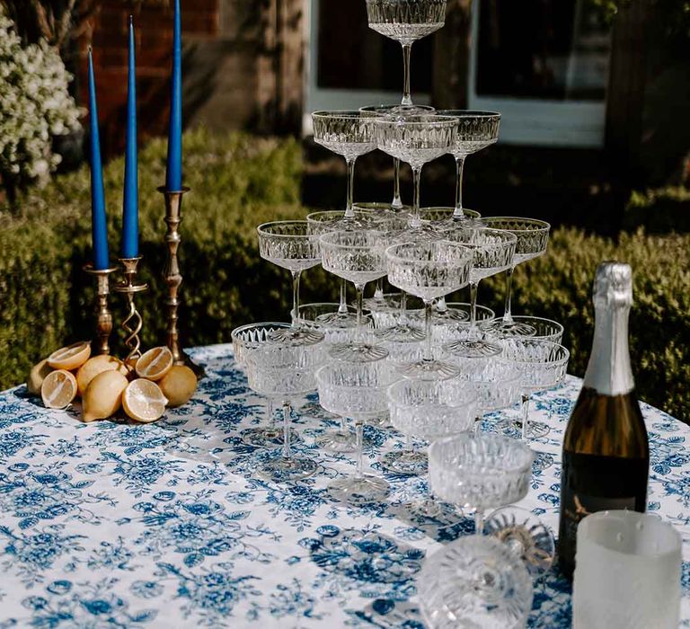 couple glasses for champagne tower 