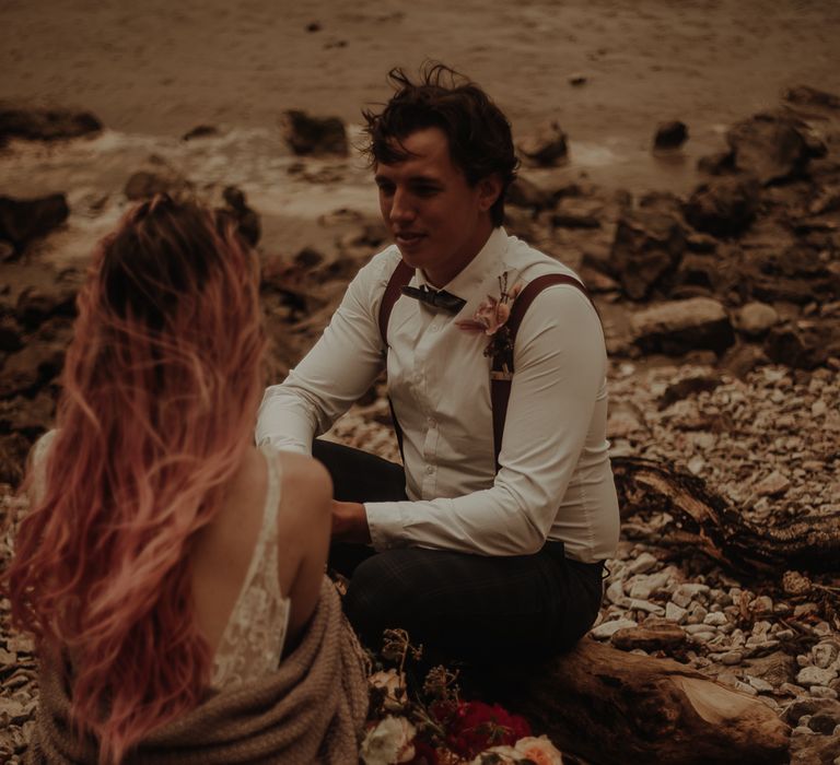 Groom saying his vows a Lake district elopement wedding