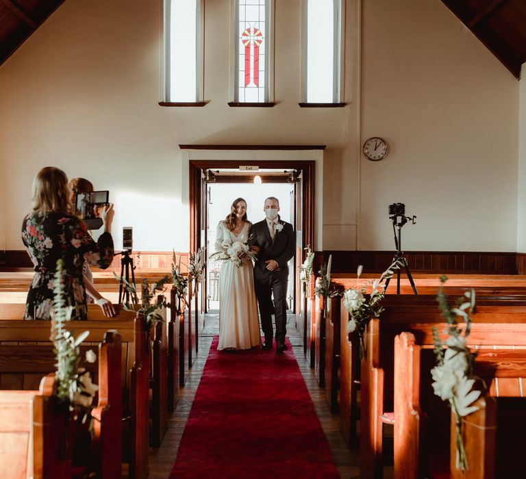 The bride entering Antrobus Methodist chapel