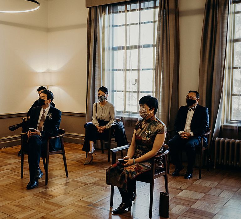 Social distanced micro wedding at Old Marylebone Town Hall, London