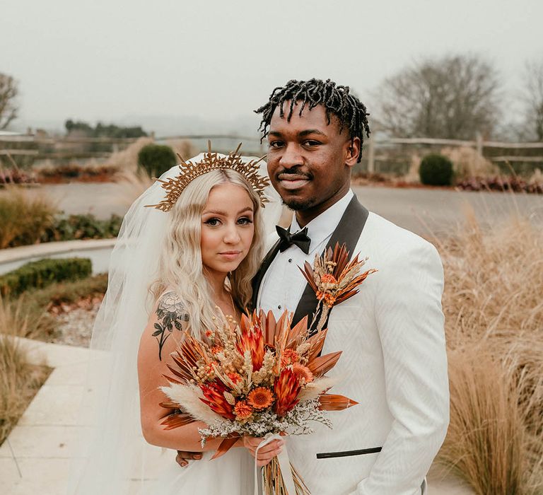 Bride and groom at Winter wedding