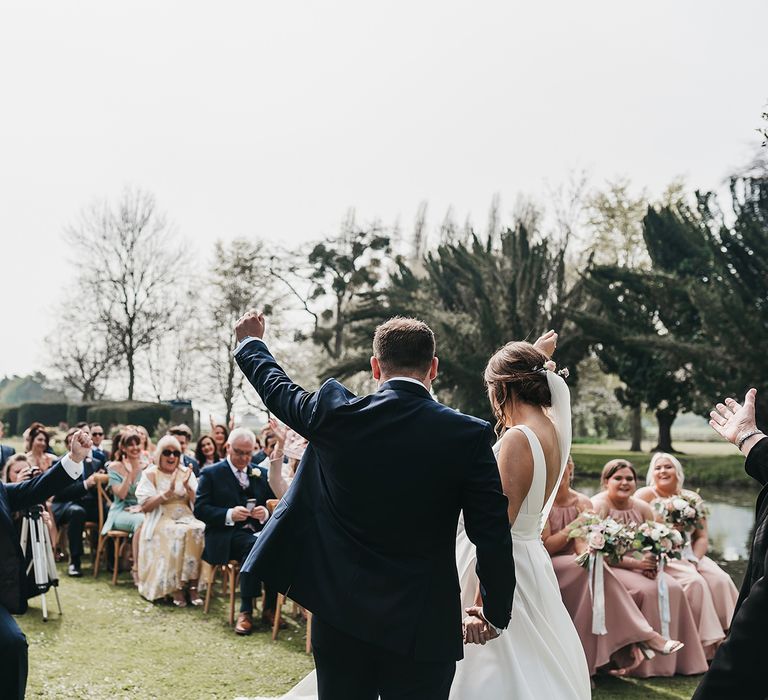 Bride and groom celebrate