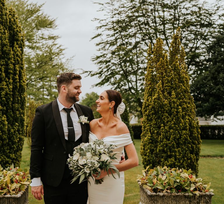 Large white flower wedding bouquet for bride at Derry wedding venue