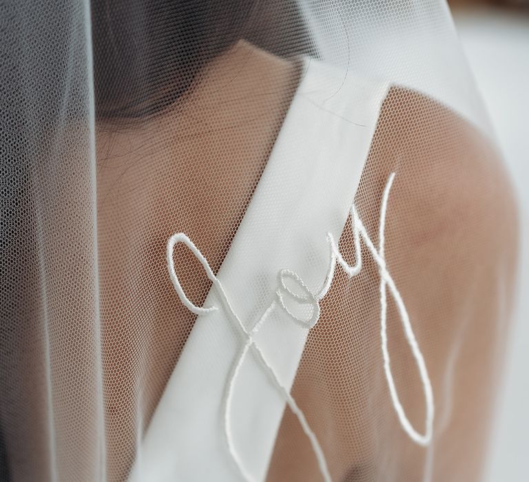 Personalised veil with joy inscription by Rebecca Anne Designs