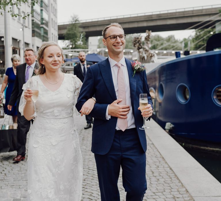 Groom in blue wedding suit