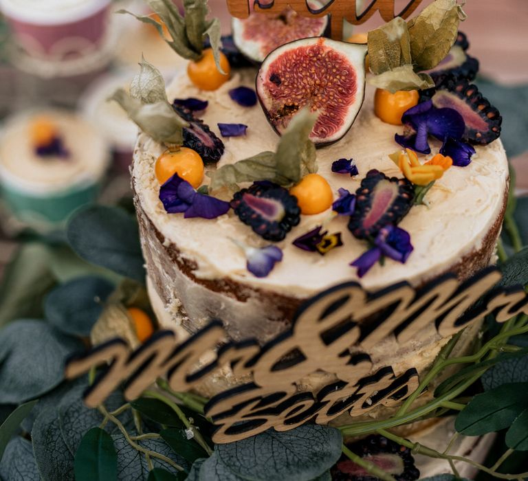 Wedding cake with fruit decoration 