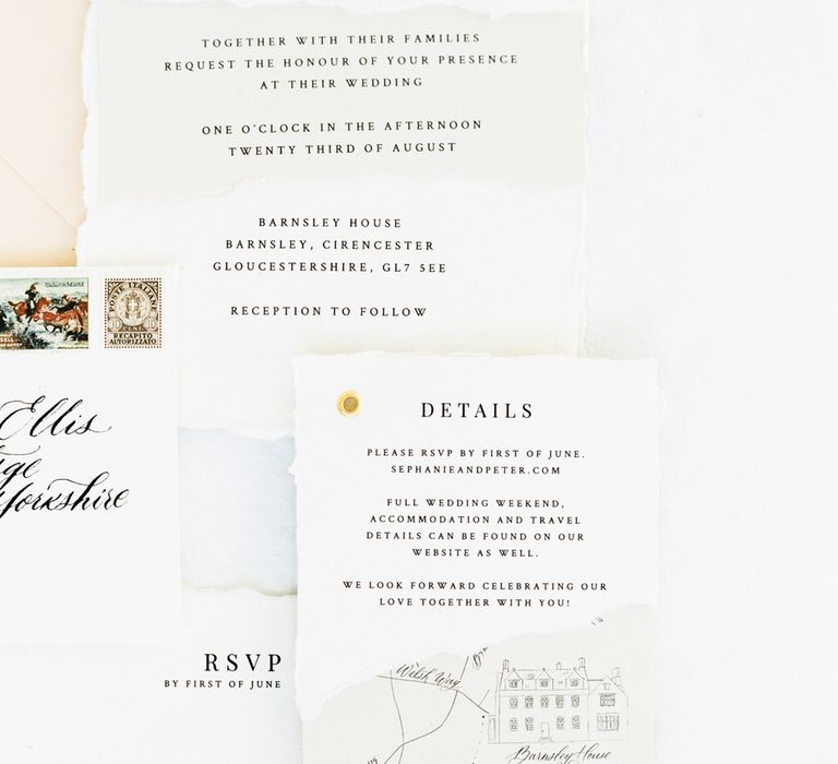 Calligraphy and illustrated wedding stationery by EG Lettering