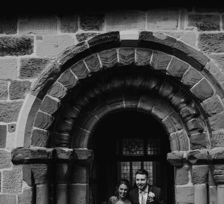 Bride and groom exiting the church