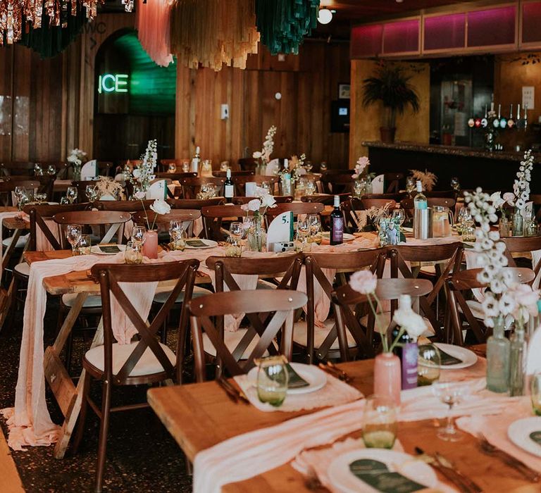 Retro styled wedding reception venue