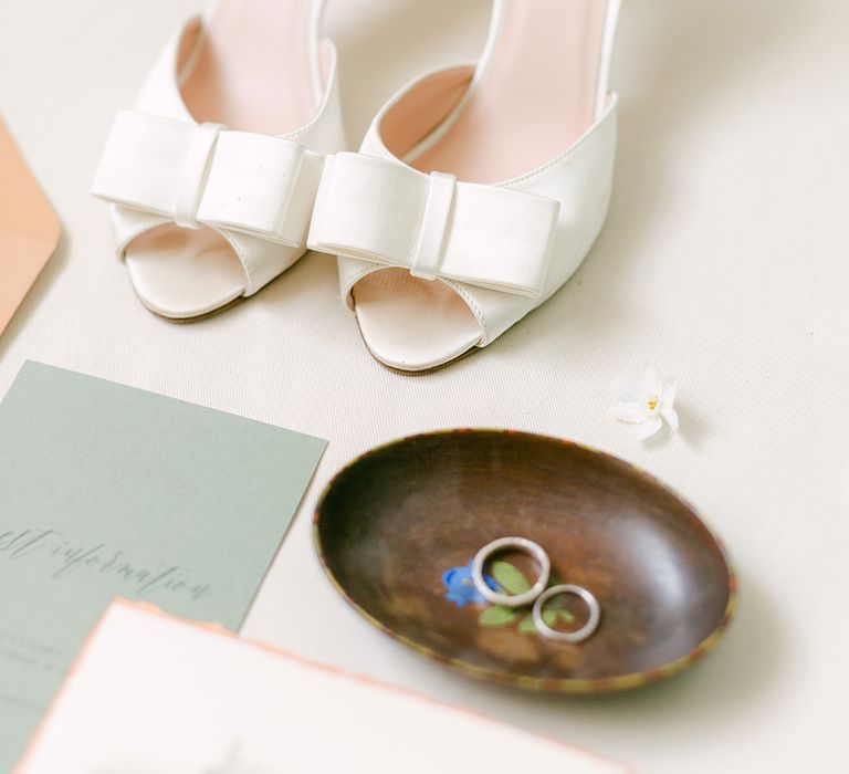 Peep toe wedding shoes with bows