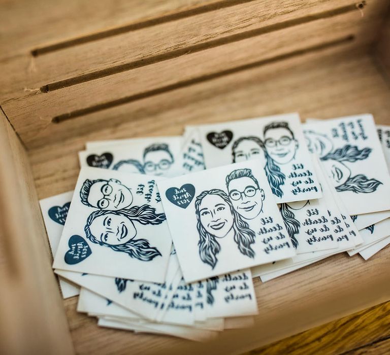 Personalised wedding temporary tattoos favours