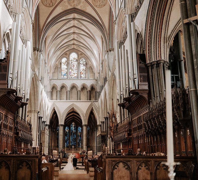 Religious wedding ceremony at the incredible Salisbury Cathedral 