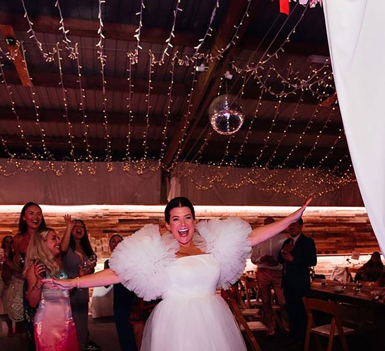 tulle-puff-sleeve-short-wedding-dress-Kirsty-Mackenzie-Photography