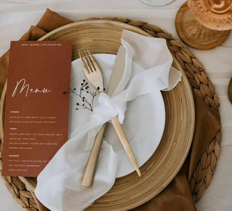 Terracotta Table Landscape with Woven Placemats