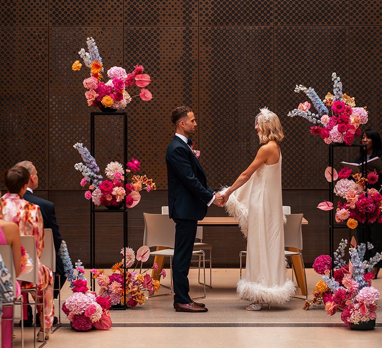 hackney-town-hall-wedding-with-pink-wedding-flower-arrangements