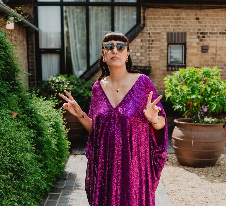 bridesmaid-in-deep-purple-sequin-swing-dress