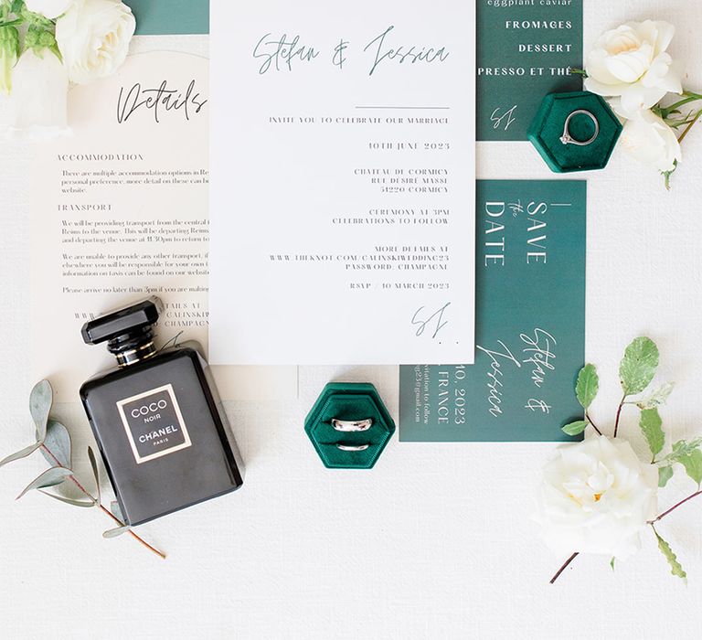 green-and-white-wedding-stationery