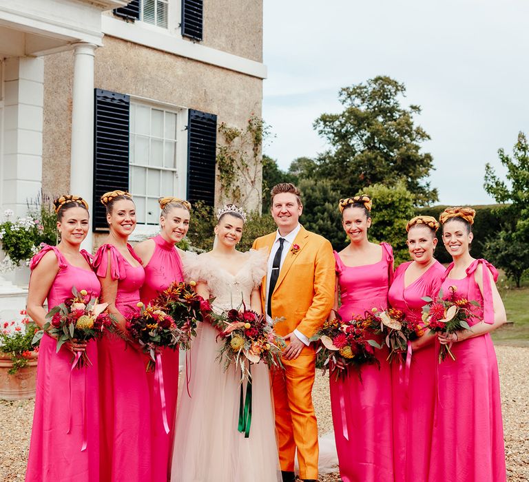 pink-bridesmaid-dresses-for-colourful-wedding