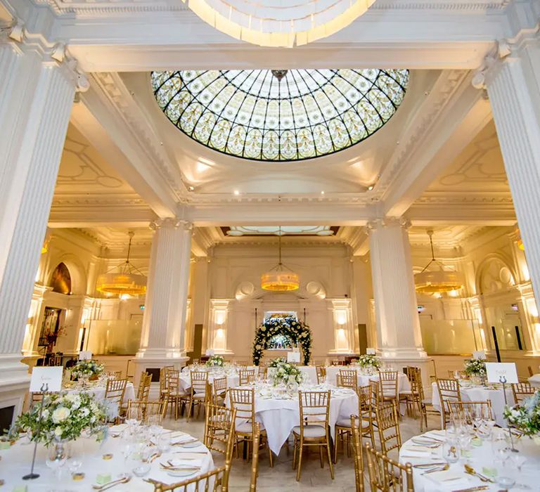 andaz london liverpool street luxury wedding venue reception hall with dining tables