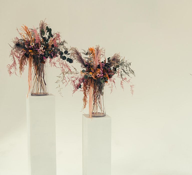 colourful-dried-wedding-flower-decorations-for-altar-styling