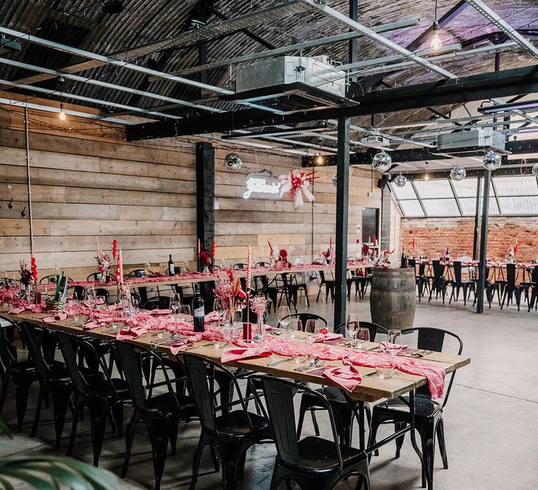 pink-wedding-table-decor-at-industrial-wedding