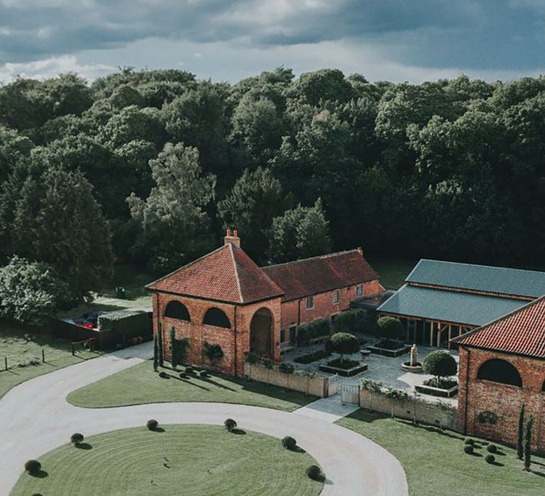 view of hazel gap barn wedding venue exterior and grounds 