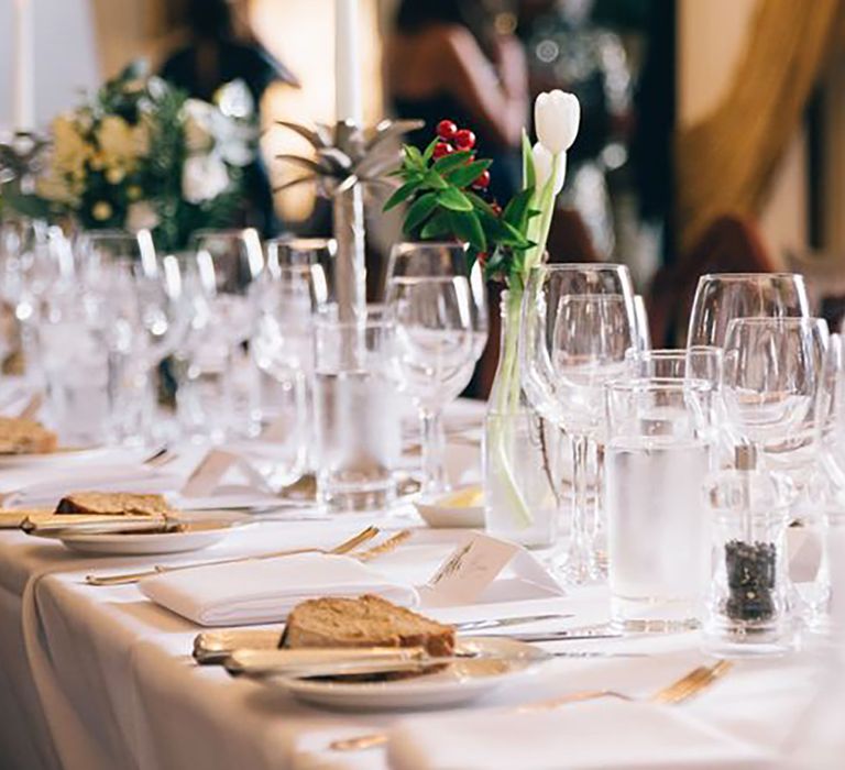 langar hall, nottinghamshire wedding venue, example reception table set up