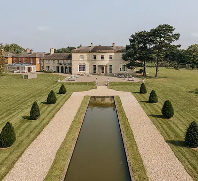 stubton hall in nottinghamshire wedding venue exterior with water feature and grounds