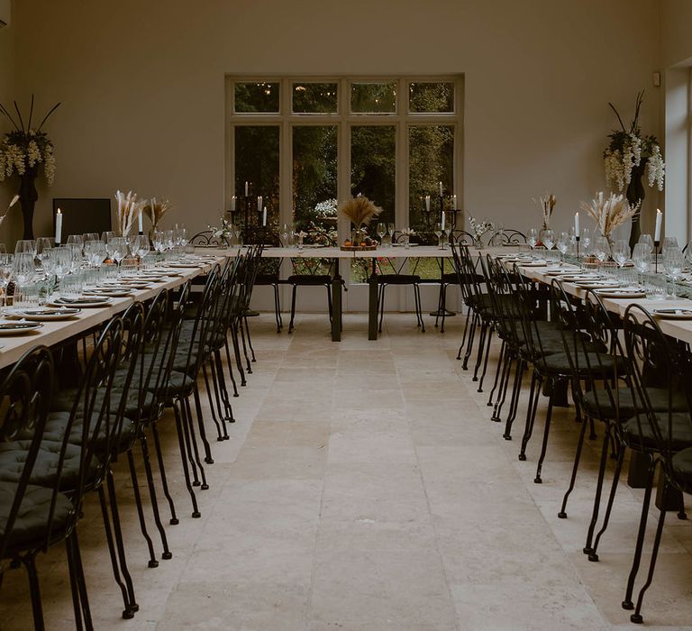 woodborough hall nottinghamshire wedding venue, reception area with tables