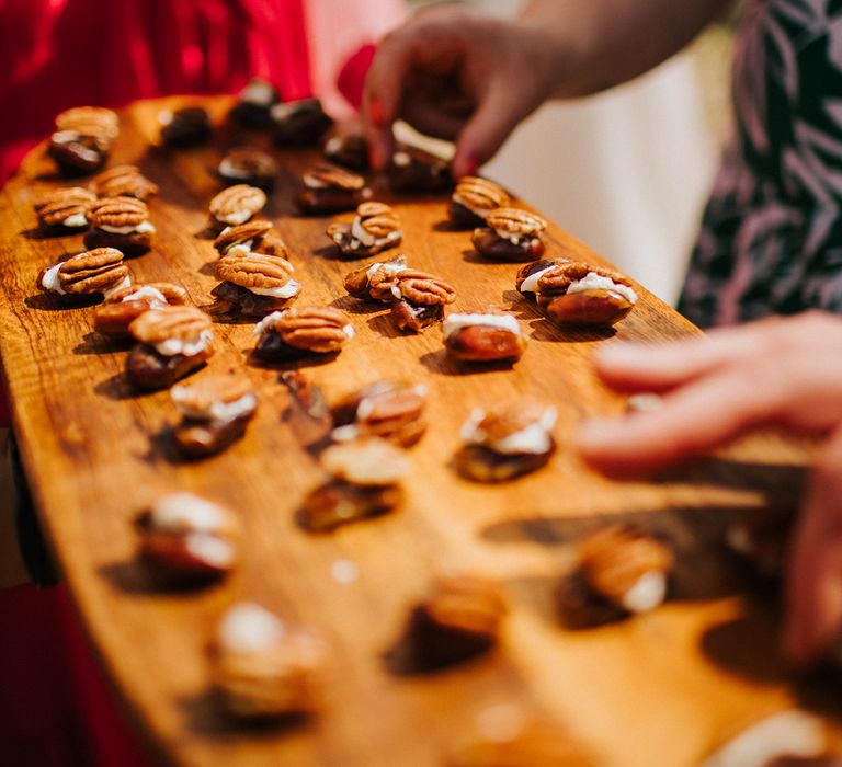 canapes-on-wooden-board