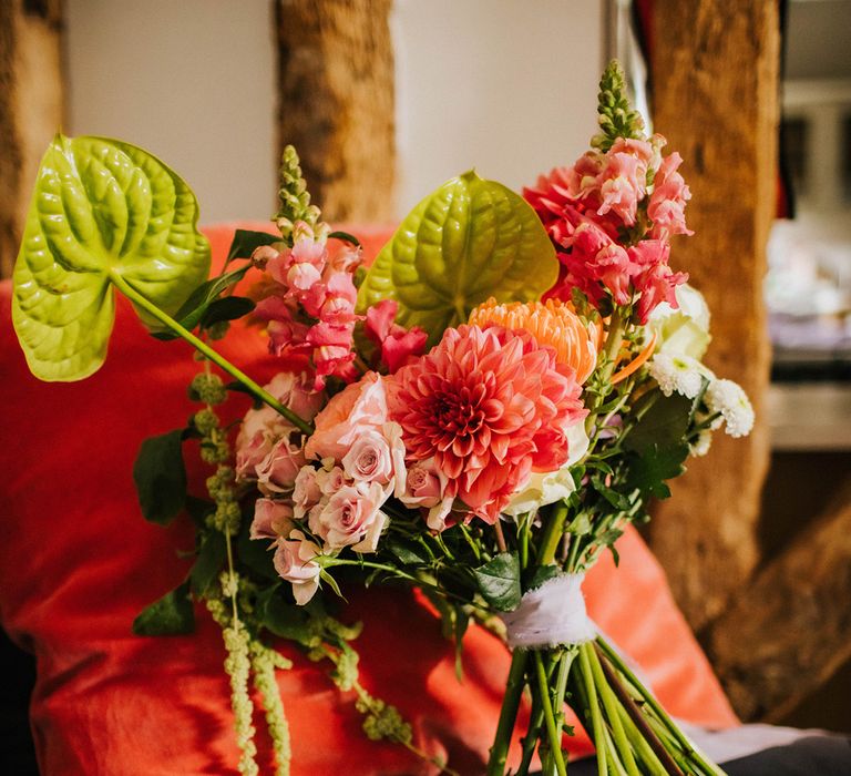 green-wedding-shoes-with-pink-and-green-wedding-bouquet